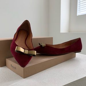 Madewell Metal Bow-Skimmer Suede Flats